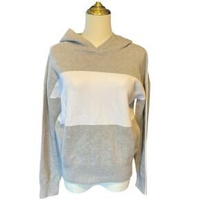 Athleta Embark Hooded Sweatshirt. Gray and White. Size Small.